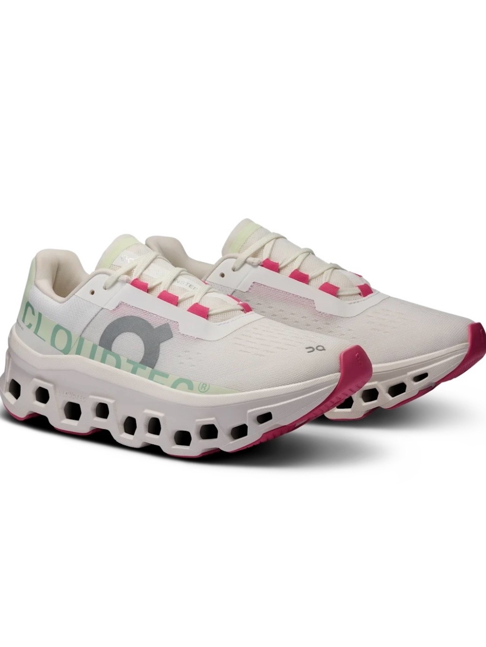 Oncloud Cloudmonster Women's White and Pink Running Shoes